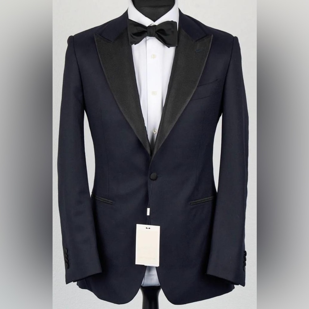 SUITSUPPLY LAZIO Navy Full Tuxedo Suit 36R Super 120s Wool Flannel